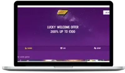 LuckyMister casino lobby on a laptop