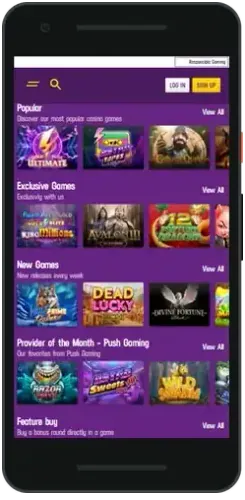 LuckyMister app home screen on a phone